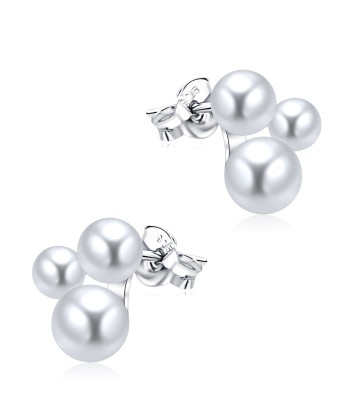 Gorgeous Three Pearl Cluster Silver Ear Stud STS-5263